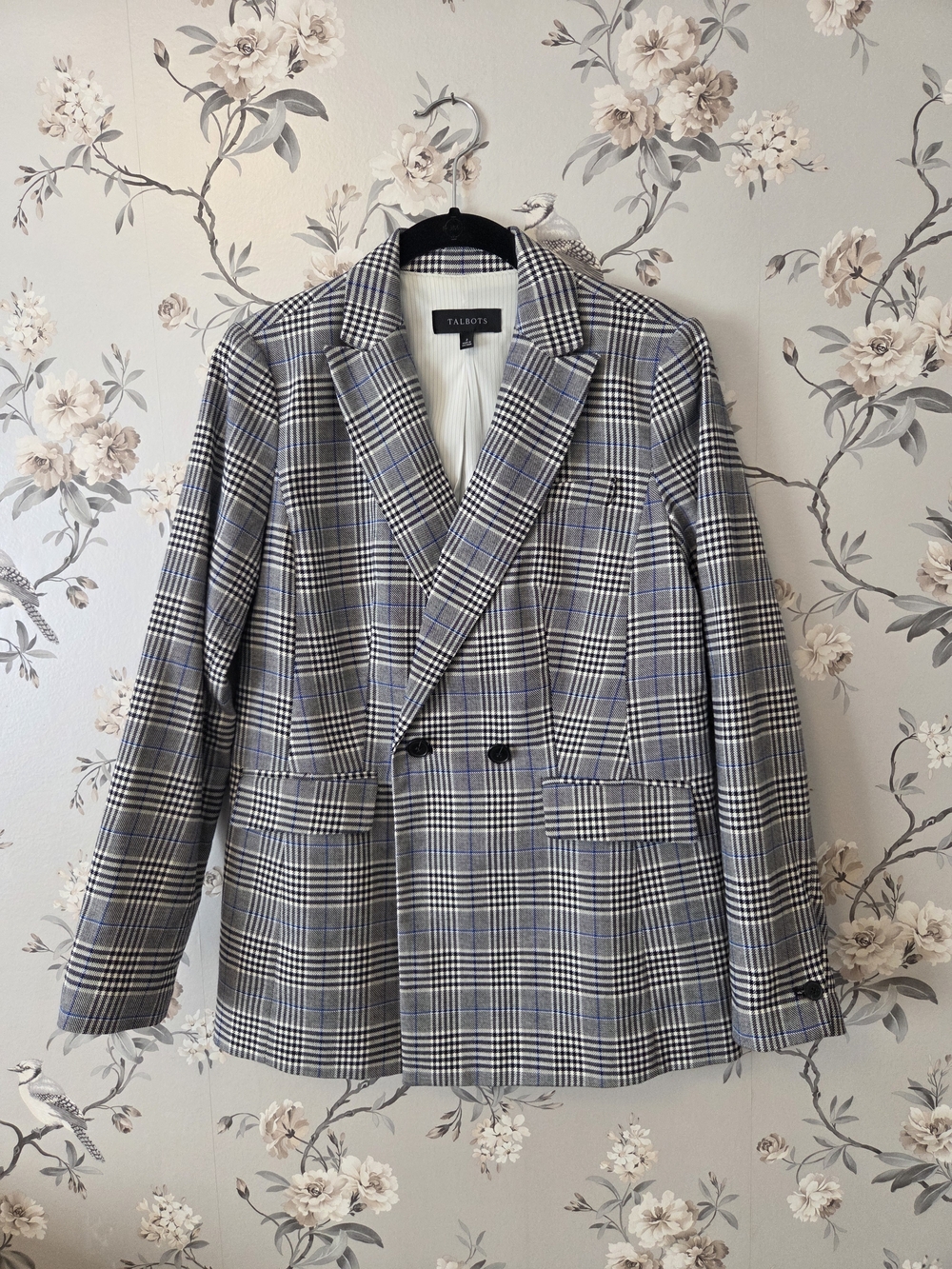 Talbots Gray Plaid Blazer, Size 2